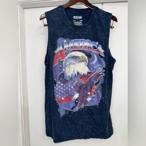 America" graphic tank top with a bald eagle and American flag